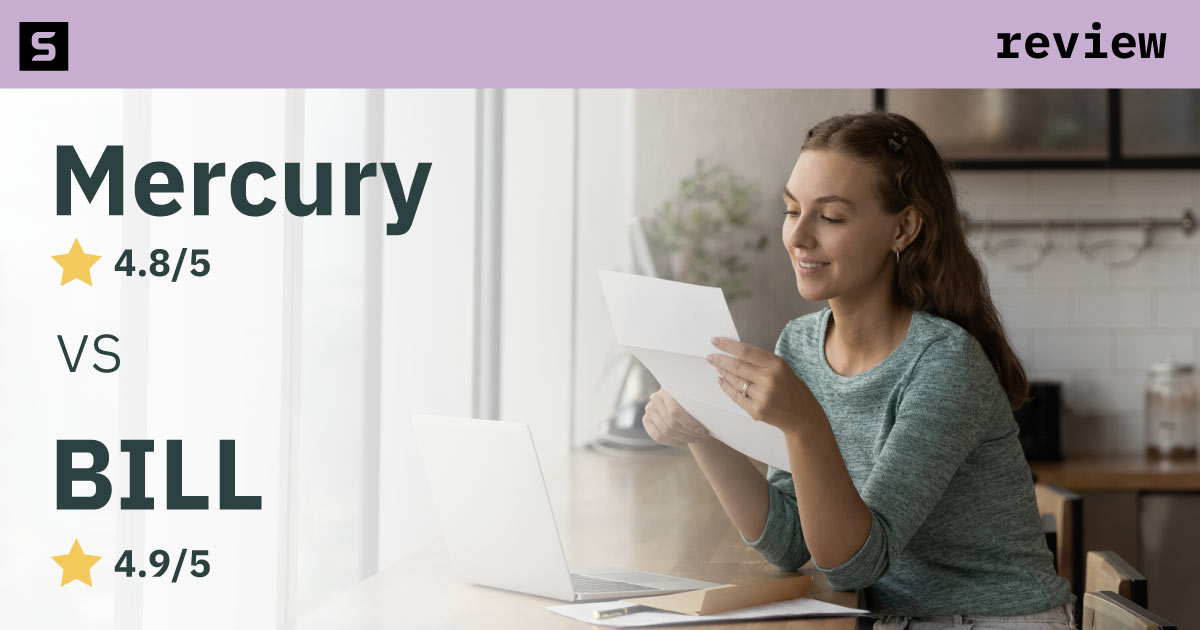 Woman comparing BILL versus Mercury ratings.