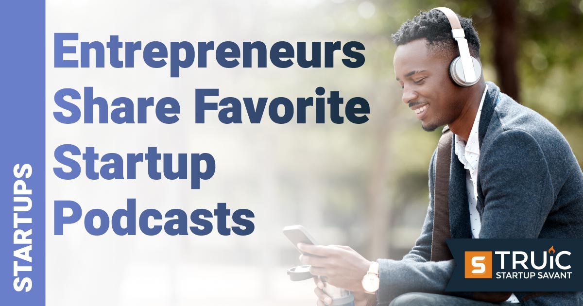 Entrepreneur listening to a startup podcast.